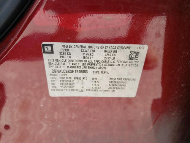 Photo 10 from auction – 2017 CHEVROLET EQUINOX LT with VIN 2GNALCEK3H1546063