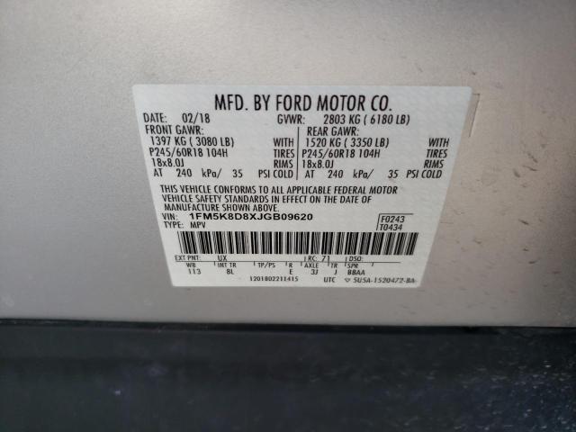 Photo 10 from auction – 2018 FORD EXPLORER X with VIN 1FM5K8D8XJGB09620