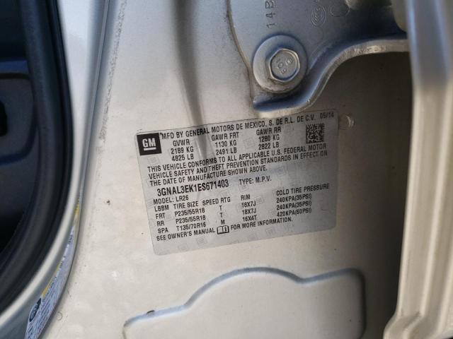 Photo 10 from auction – 2014 CHEVROLET CAPTIVA LT with VIN 3GNAL3EK1ES671403