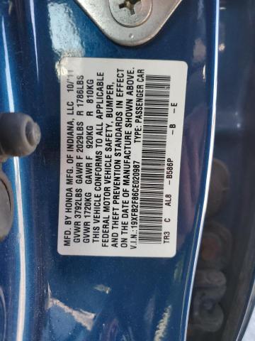 Foto 10 de la subasta – 2012 HONDA CIVIC EX con VIN 19XFB2F86CE020987