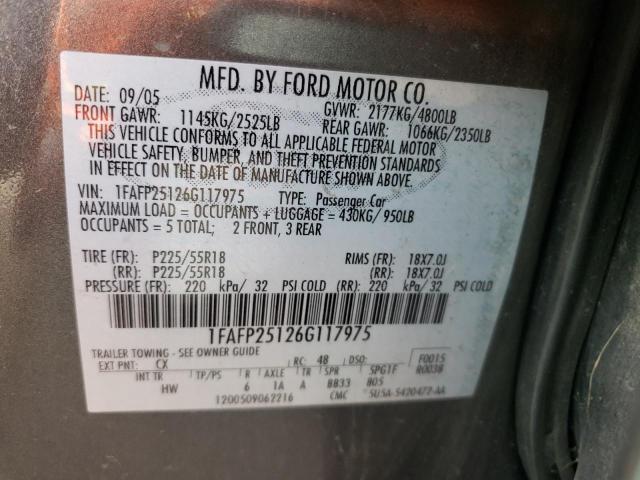 Photo 10 from auction – 2006 FORD FIVE HUNDR with VIN 1FAFP25126G117975