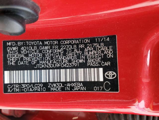 Photo 10 from auction – 2015 TOYOTA PRIUS with VIN JTDKN3DU9F0423791