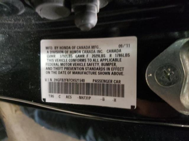 Photo 10 from auction – 2012 HONDA CIVIC EX with VIN 2HGFB2F87CH521540