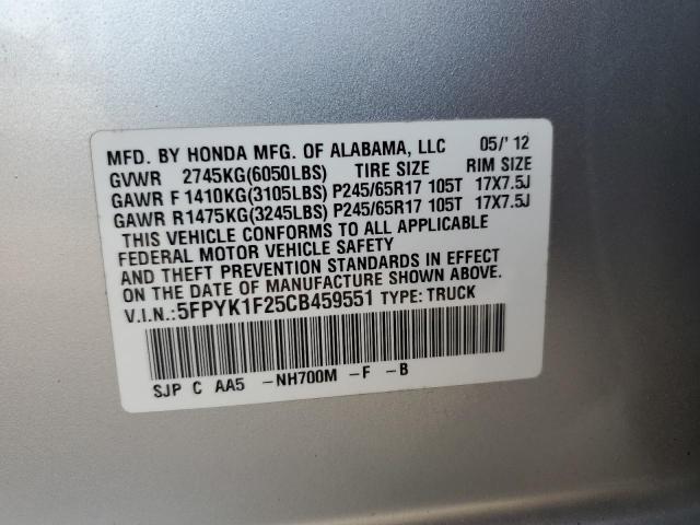 Photo 10 from auction – 2012 HONDA RIDGELINE with VIN 5FPYK1F25CB459551