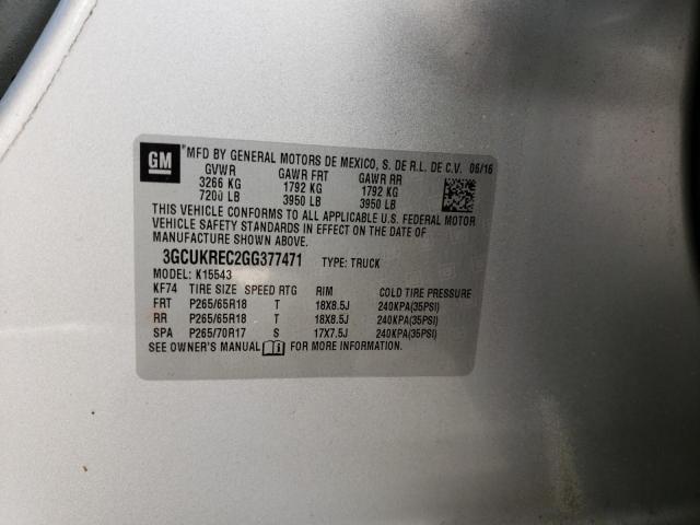Photo 10 from auction – 2016 CHEVROLET SILVERADO with VIN 3GCUKREC2GG377471