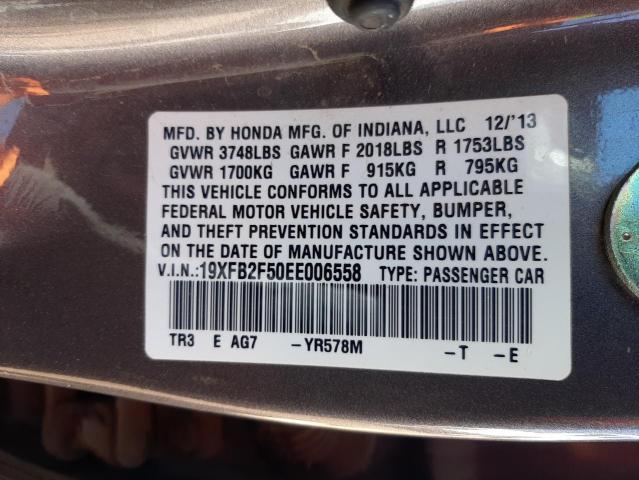 Photo 10 from auction – 2014 HONDA CIVIC LX with VIN 19XFB2F50EE006558