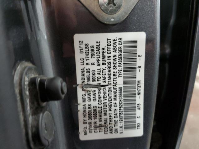 Photo 10 from auction – 2012 HONDA CIVIC LX with VIN 19XFB2F52CE036660