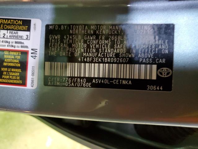 Photo 10 from auction – 2011 TOYOTA CAMRY BASE with VIN 4T4BF3EK1BR092607
