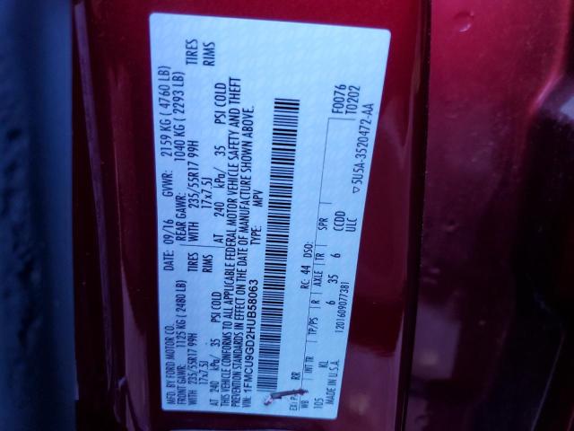Photo 10 from auction – 2017 FORD ESCAPE SE with VIN 1FMCU9GD2HUB58063