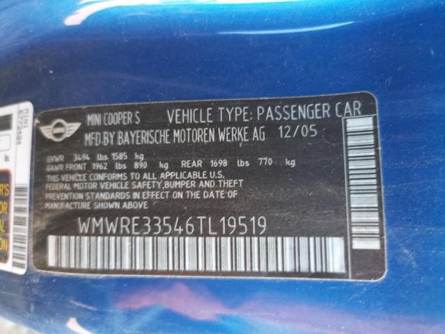 Photo 10 from auction – 2006 MINI COOPER S with VIN WMWRE33546TL19519
