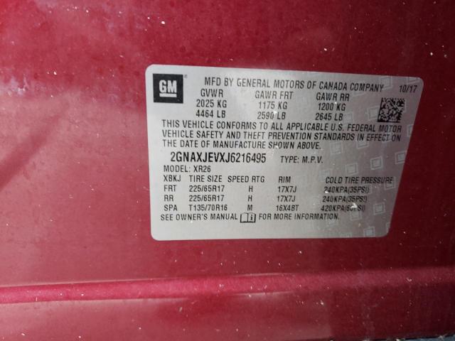 Photo 10 from auction – 2018 CHEVROLET EQUINOX LT with VIN 2GNAXJEVXJ6216495