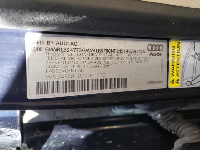 Photo 10 from auction – 2007 AUDI A4 2.0T CA with VIN WAUAF48H87K021470