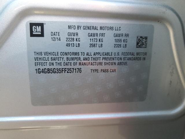 Photo 10 from auction – 2015 BUICK LACROSSE with VIN 1G4GB5G35FF257176