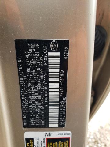 Photo 10 from auction – 2011 TOYOTA CAMRY BASE with VIN 4T1BF3EK3BU195991