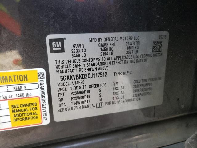 Photo 10 from auction – 2016 BUICK ENCLAVE with VIN 5GAKVBKD2GJ117512