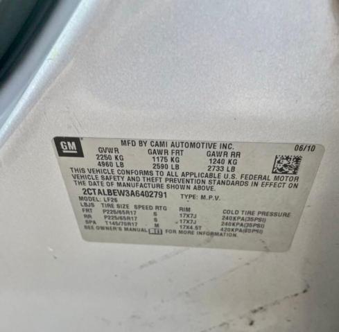 Photo 10 from auction – 2010 GMC TERRAIN SL with VIN 2CTALBEW3A6402791
