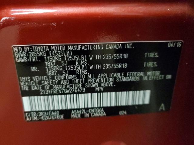 Photo 10 from auction – 2016 TOYOTA RAV4 LIMIT with VIN 2T3YFREV7GW276479