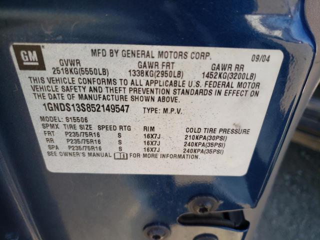 Photo 10 from auction – 2005 CHEVROLET TRAILBLAZE with VIN 1GNDS13S852149547