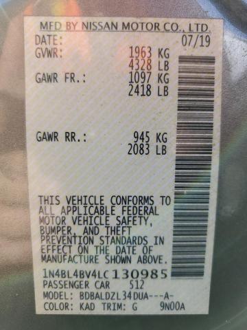 Photo 10 from auction – 2020 NISSAN ALTIMA S with VIN 1N4BL4BV4LC130985