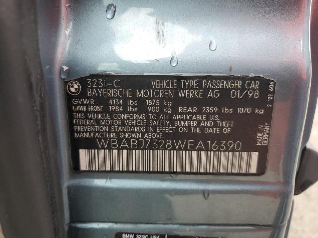 Photo 10 from auction – 1998 BMW 323 IC with VIN WBABJ7328WEA16390