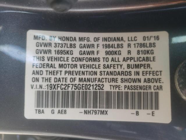 Photo 10 from auction – 2016 HONDA CIVIC EX with VIN 19XFC2F75GE021252