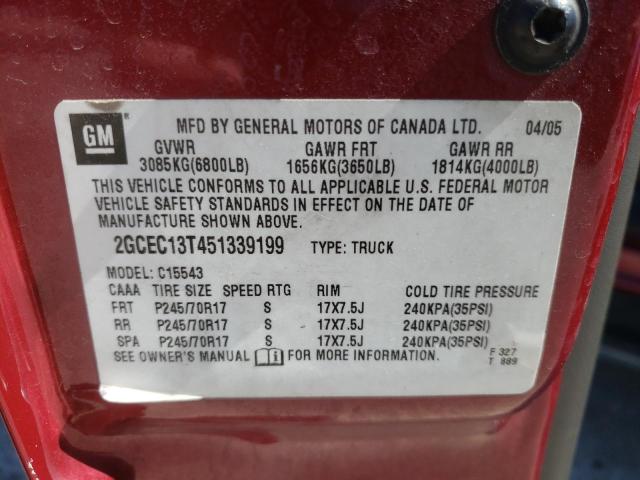 Photo 10 from auction – 2005 CHEVROLET SILVERADO with VIN 2GCEC13T451339199