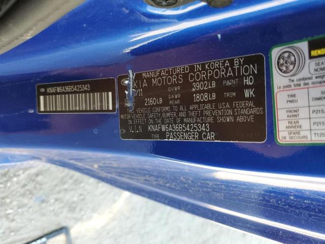 Photo 10 from auction – 2011 KIA FORTE SX with VIN KNAFW6A36B5425343
