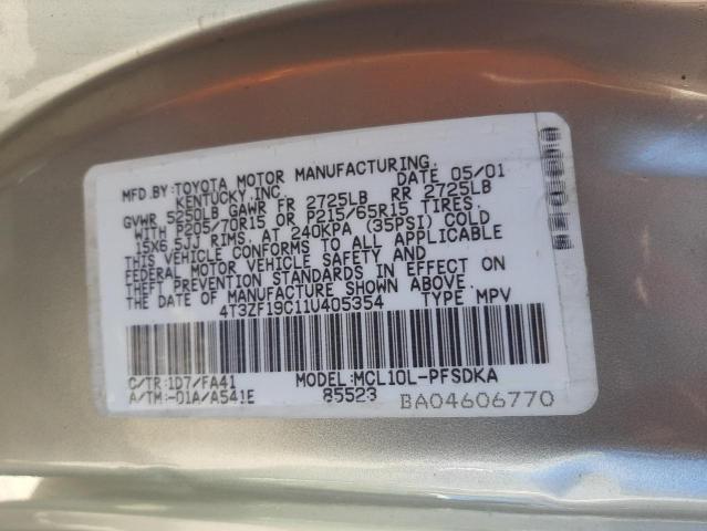 Photo 10 from auction – 2001 TOYOTA SIENNA CE with VIN 4T3ZF19C11U405354