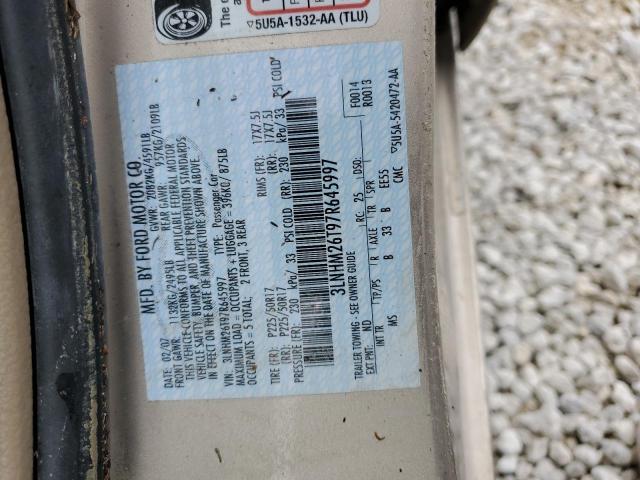 Photo 10 from auction – 2007 LINCOLN MKZ with VIN 3LNHM26T97R645997