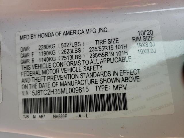 Photo 10 from auction – 2021 ACURA RDX with VIN 5J8TC2H35ML009815