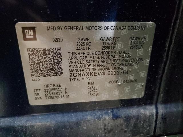 Photo 10 from auction – 2020 CHEVROLET EQUINOX LT with VIN 2GNAXKEV4L6233754
