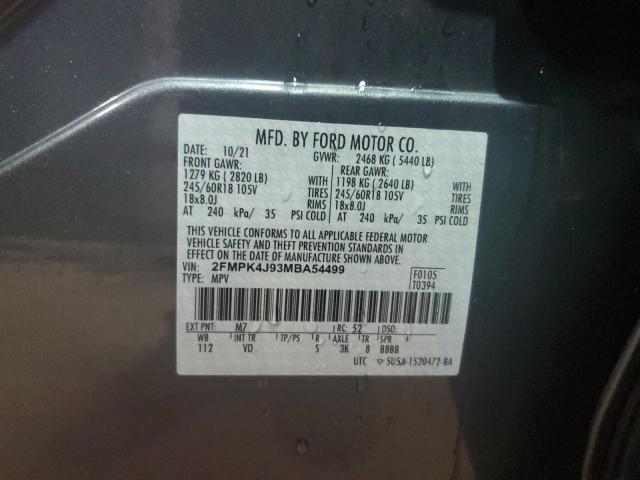 Photo 10 from auction – 2021 FORD EDGE SEL with VIN 2FMPK4J93MBA54499