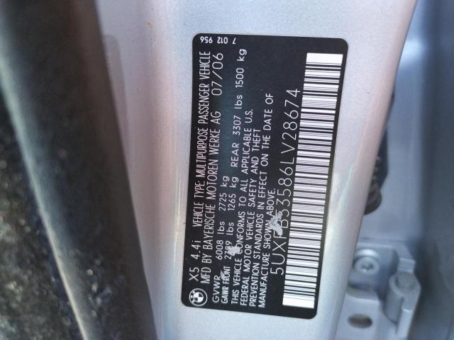 Photo 10 from auction – 2006 BMW X5 with VIN 5UXFB53586LV28674
