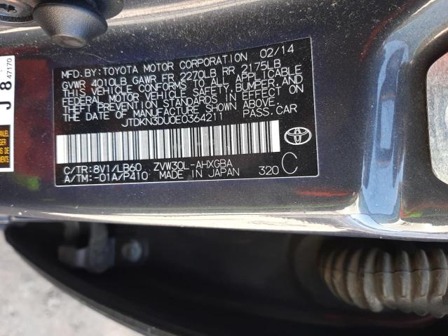Photo 10 from auction – 2014 TOYOTA PRIUS with VIN JTDKN3DU0E0364211