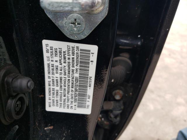 Photo 10 from auction – 2015 HONDA CIVIC LX with VIN 19XFB2F58FE074351