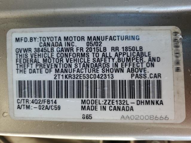 Photo 10 from auction – 2003 TOYOTA MATRIX with VIN 2T1KR32E53C042313