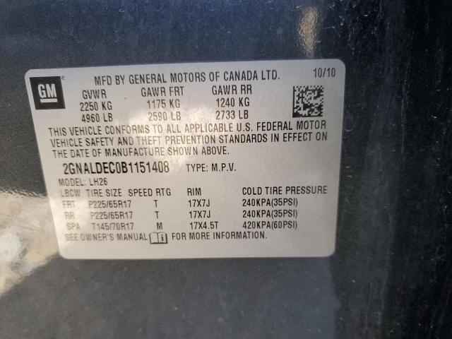 Photo 10 from auction – 2011 CHEVROLET EQUINOX LT with VIN 2GNALDEC0B1151408