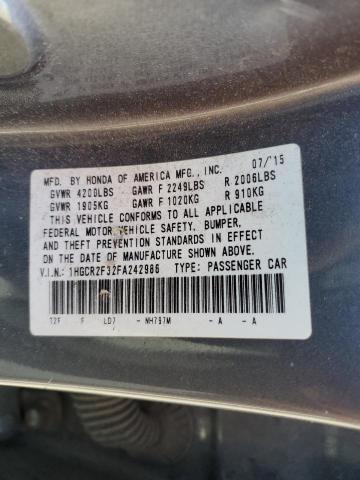 Photo 10 from auction – 2015 HONDA ACCORD LX with VIN 1HGCR2F32FA242986