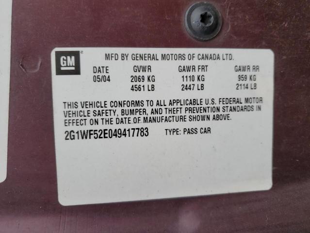 Фото 10 с аукциона – 2004 CHEVROLET IMPALA с VIN 2G1WF52E049417783