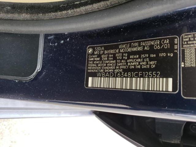 Photo 10 from auction – 2001 BMW 530 I AUTO with VIN WBADT63481CF12552