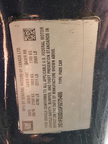 Photo 10 from auction – 2015 CHEVROLET CAMARO LT with VIN 2G1FD3D35F9275486