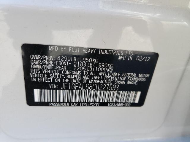 Photo 10 from auction – 2012 SUBARU IMPREZA SP with VIN JF1GPAL68CH227593