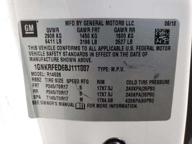 Photo 10 from auction – 2011 CHEVROLET TRAVERSE L with VIN 1GNKRFED6BJ111007