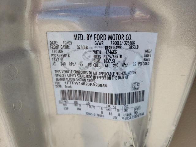 Photo 10 from auction – 2006 FORD F150 SUPER with VIN 1FTPW14526FA26856