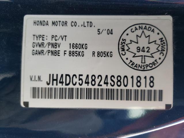 Photo 10 from auction – 2004 ACURA RSX with VIN JH4DC54824S801818