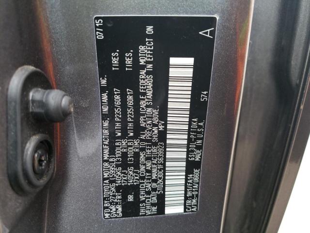 Photo 10 from auction – 2015 TOYOTA SIENNA with VIN 5TDZK3DC1FS639923