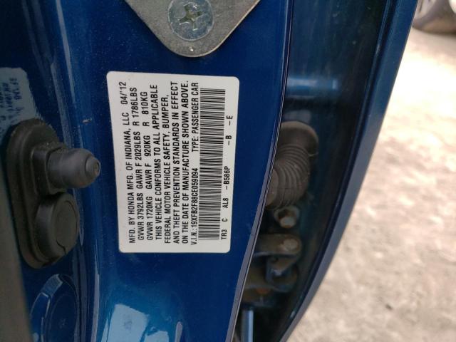 Photo 10 from auction – 2012 HONDA CIVIC EX with VIN 19XFB2F88CE059094