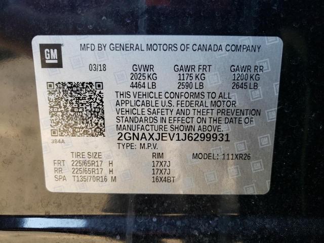 Photo 10 from auction – 2018 CHEVROLET EQUINOX LT with VIN 2GNAXJEV1J6299931