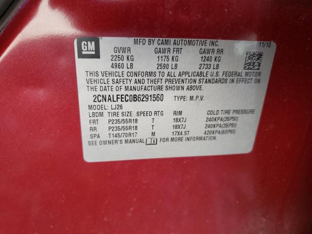 Photo 10 from auction – 2011 CHEVROLET EQUINOX LT with VIN 2CNALFEC0B6291560