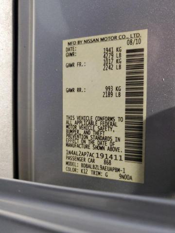 Photo 10 from auction – 2010 NISSAN ALTIMA BAS with VIN 1N4AL2AP7AC191411